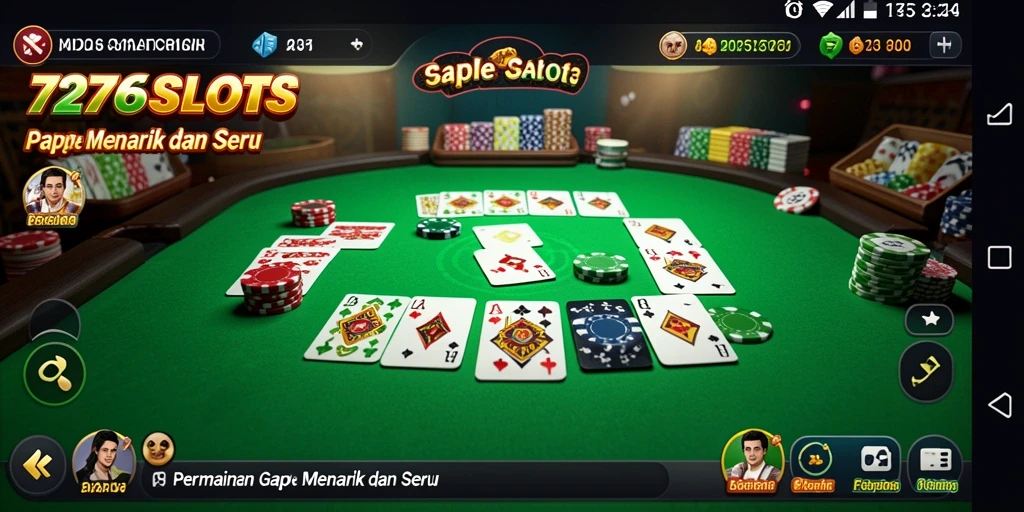 Tampilan gameplay seru 7276SLOTS dalam permainan Gaple.