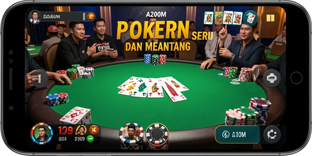 Tampilan gameplay Poker yang seru dan kompetitif di A200M.