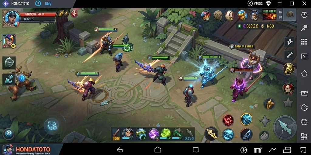 Tampilan menarik dari gameplay HONDATOTO dengan pertempuran seru.