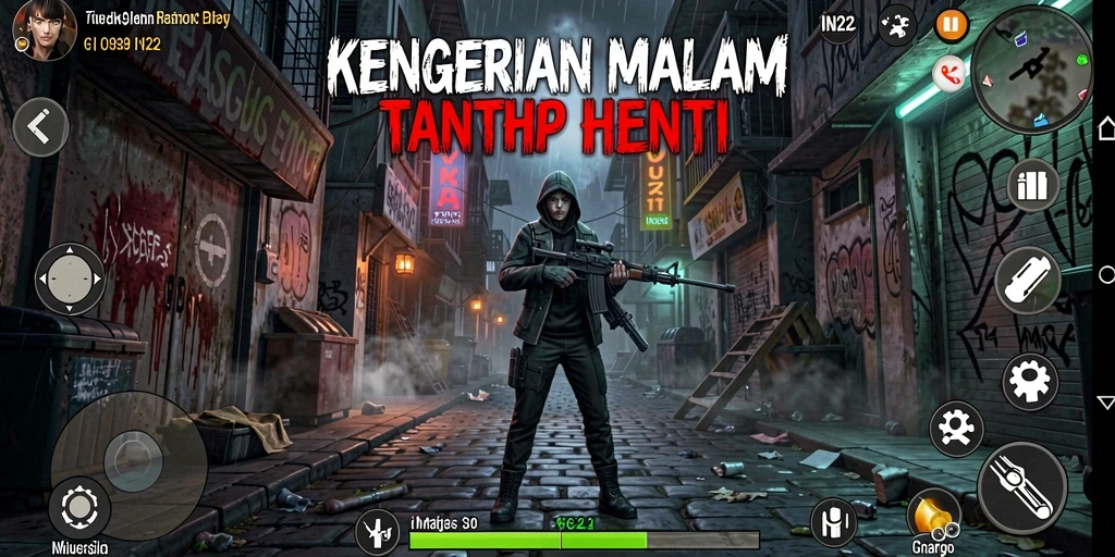 Screenshot gameplay IN22 menampilkan suasana menyeramkan dan makhluk menakutkan.