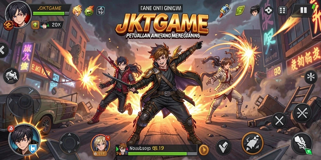 Screenshot gameplay JKTGAME yang menampilkan karakter anime dalam aksi.
