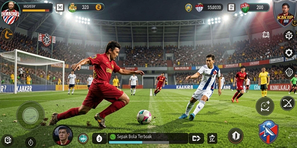 Screenshot KAKRP menampilkan aksi seru dalam pertandingan sepak bola.