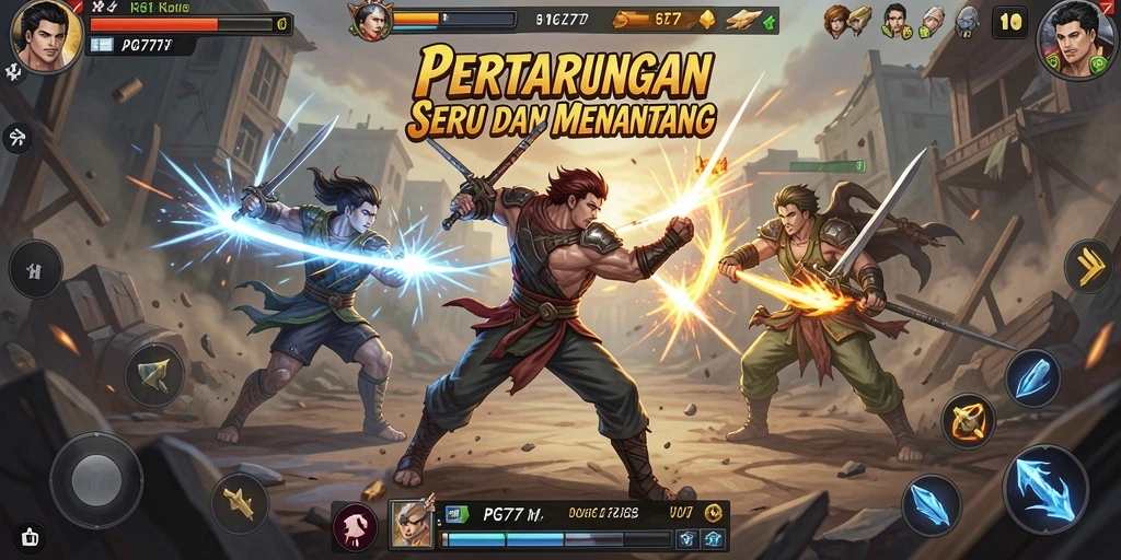 Screenshot gameplay PG777 menampilkan pertarungan yang dinamis dan menarik.